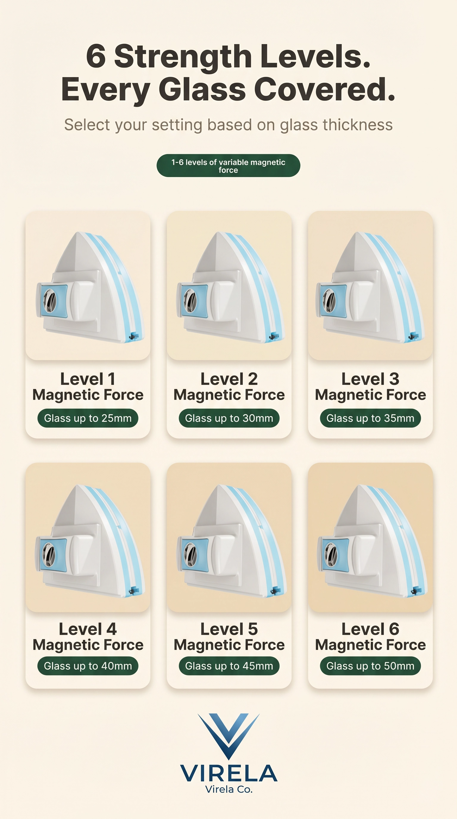 Virela Glide™ magnetic window cleaner — full product view